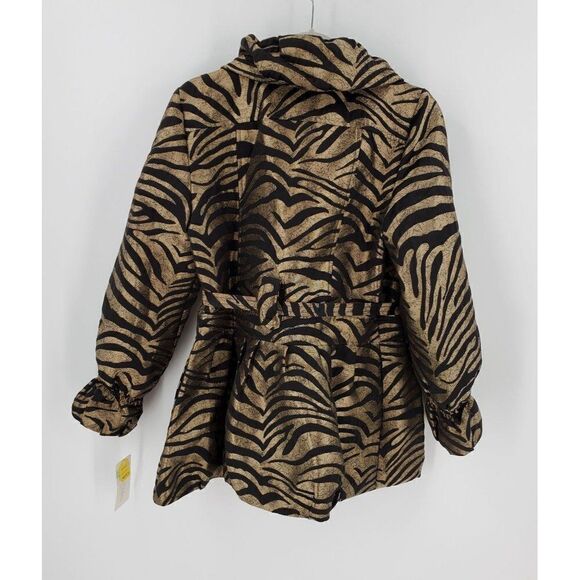 Vintage 3 Sisters Jacket Womens Bubble Zebra Print Belted Brown Medium With Tags - Picture 8 of 11
